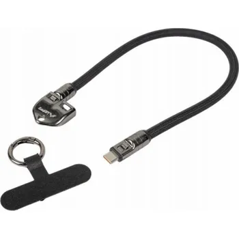 Datový kabel Lanberg Kabel USB-C M/M na krk/klíčenku 0,3 m 240 W černý