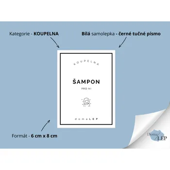 SPRCHOVÝ GEL (PRO NI) - Samolepky, Nálepky a Štítky na lahvičky | DomaLEP tvar: OBDÉLNÍK, barva: BÍLÁ - ČERNÉ písmo, velikost: š. 6 cm x v. 8 cm - tučné písmo