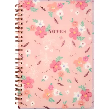 Blok Růžový blok s květinami A5