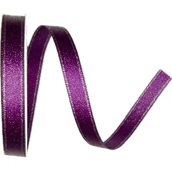 Stuha Stuha taftová STARDUST DARK PURPLE tmavě fialová 10mm x 4m (6,-Kč/m) (Stuha taftová, tmavě fialová, bez vlasce a drátku, zpevněná tkaním)