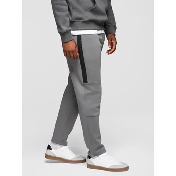 Pánské tepláky s rovnou nohavicí a gumovými detaily - šedé V3 OM-PASK-0281 - L