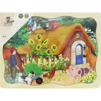 BABU - Dřevěné puzzle chaloupka - 24 dílků