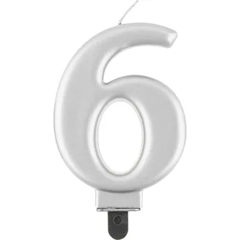 Dortová svíčka Svíčka dortová stříbrná číslo 6