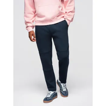 Pánské tepláky s rovnou nohavicí a gumovými detaily - tmavě modré V2 OM-PASK-0281 - L