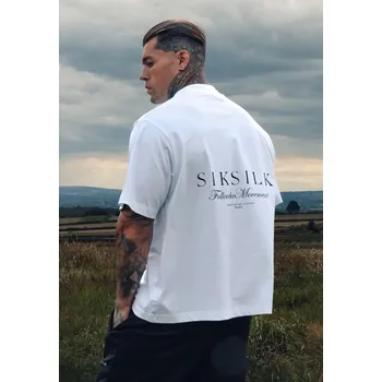 Pánské tričko SikSilk Bílé oversized tričko s potiskem Velikost: XS