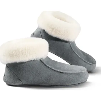 Dámské pantofle Kotníkové kožešinové bačkory s ohrnovacím lemem Fellhof FALCO Velikost: 46, Barva: modrá