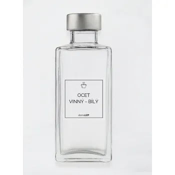 Samolepící etiketa Samolepka na láhev OCET VINNÝ - BÍLÝ – průhledná, 5 x 5 cm, základní písmo