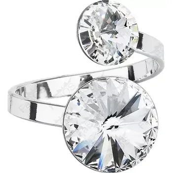 Prsten Swarovski Elements Rivoli vlepený krystal 8+12mm - Prsten bílý 35050.1 Crystal (bílá, čirá, křišťálová)
