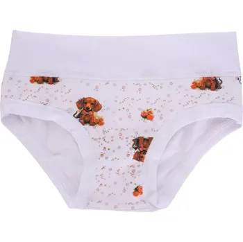 Dívčí kalhotky s potiskem štěňátek a růží Emy Bimba B2946 bílá velikost 5