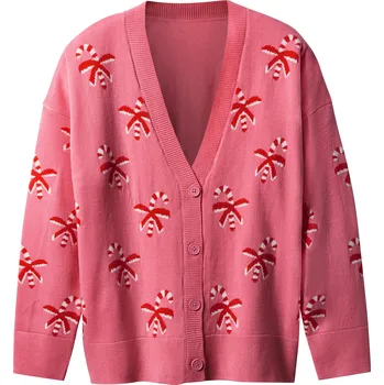 Dámský svetr esmara® Dámský vánoční kardigan (růžová, M(40/42))