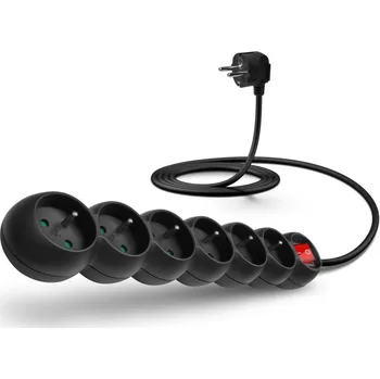 Prodlužovací kabel Connect IT prodlužovací kabel 230 V, 6 zásuvek, 2m, s vypínačem (černý) CES-1003-BK