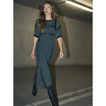 Dámské šaty Šaty Nu Denmark 8616-23 tmavě zelené dlouhé transparentní Velikost: 38