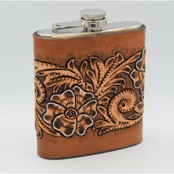 Placatka Nerezová placatka v kůži - arizona 2 (Originální ruční výrobek ze Slovácka)