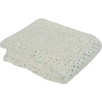deka Plyšová deka, motiv hvězd, rozměr 130 x 170 cm, bílo - zlatá