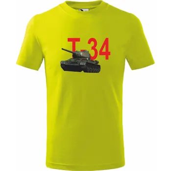Pánské oblečení ON-DESIGN Tričko pánské/dětské TANK T-34 Velikost: 158 cm/12 let, Barva: limetková