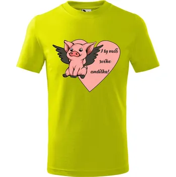 DOBRÝ TRIKO Dětské tričko Prasátko andílek Velikost: 146/10 let, Barva: Limetková