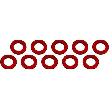 RC náhradní díl Ultimate Racing 3x6x0,5mm alu podložky červené (10 ks.)