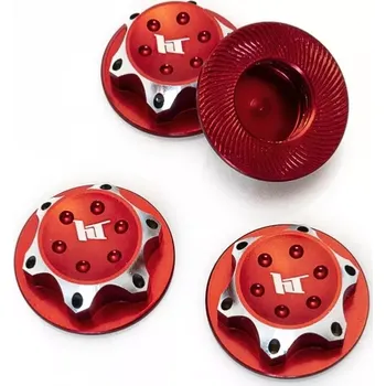 HOBBYTECH Hliníkové matice kola 17mm červené, 4 ks.