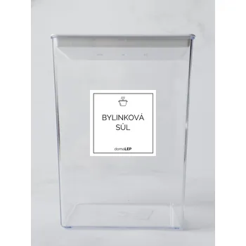 Samolepící etiketa BYLINKOVÁ SŮL – bílá samolepka na dózu, základní písmo, 5 x 5 cm | DomaLEP