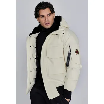 Pánský bomber SikSilk Ecru bomber bunda s kapucí Velikost: XXL