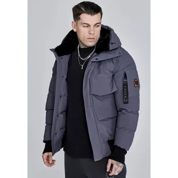 Pánský bomber SikSilk Šedá bomber bunda s kapucí Velikost: L