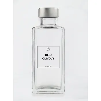 Samolepící etiketa Samolepka na láhev OLEJ OLIVOVÝ – průhledná, 5 x 5 cm, tučné písmo