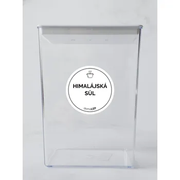 Samolepící etiketa HIMALÁJSKÁ SŮL – bílá samolepka na dózu, tučné písmo, 5 cm | DomaLEP