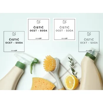 ČISTIČ OCET - SODA - organizační samolepky od DomaLEP tvar: ČTVEREC, barva: BÍLÁ - ČERNÉ písmo, velikost: š. 5 cm x v. 5 cm - základní písmo