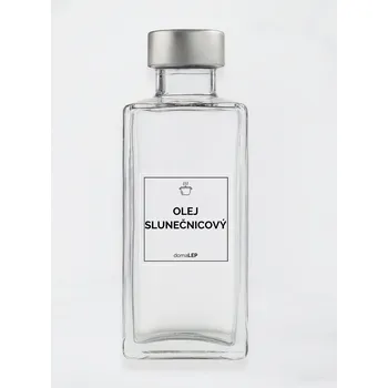 Speciální papír Samolepka na láhev OLEJ SLUNEČNICOVÝ – průhledná, 5 x 5 cm, tučné písmo
