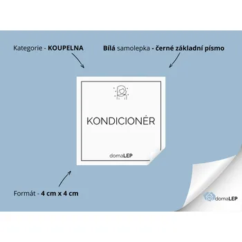 KONDICIÓNER - Samolepky, Nálepky a Štítky na lahvičky | DomaLEP tvar: ČTVEREC, barva: BÍLÁ - ČERNÉ písmo, velikost: š. 4 cm x v. 4 cm - základní písmo