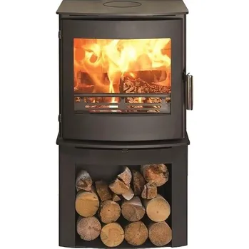 Krbová kamna Hede krbová kamna 4 Air s dřevníkem, externí přívod vzduchu, 5 kW, kouřovod 130 mm