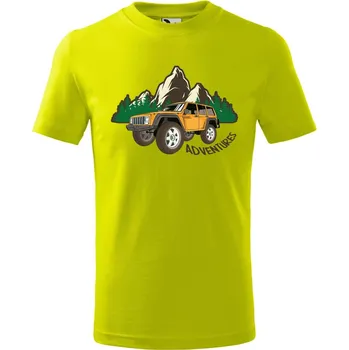 Chlapecké tričko Dětské tričko s potiskem Adventures Velikost: 158/12 let, Barva trička: Limetková