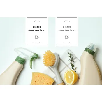 ČISTIČ UNIVERZÁLNÍ - organizační samolepky od DomaLEP tvar: OBDÉLNÍK, barva: BÍLÁ - ČERNÉ písmo, velikost: š. 3 cm x v. 5 cm - základní písmo