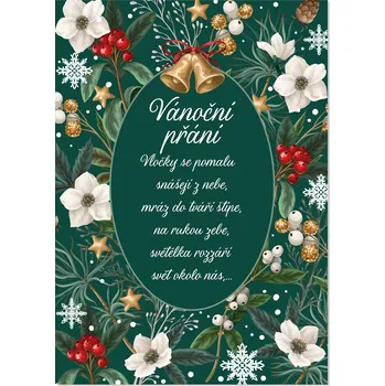 Vánoční hrací přání - Bílé květy a bobule