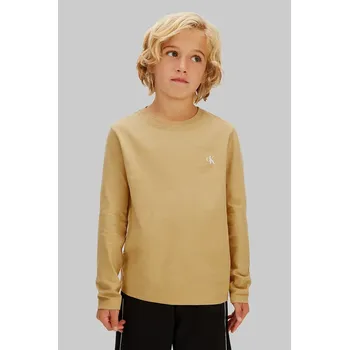 Dětské bavlněné tričko s dlouhým rukávem Calvin Klein Jeans 2-pack IB0IB02255.128.176.PPY2 béžová 02X, vel. 140