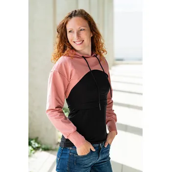 Těhotenský svetr MINI crop mikinka Nikita BAVLNA dusky pink Barva: růžová, Velikost: M