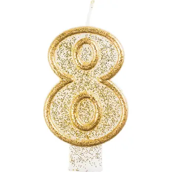 Dortová svíčka Svíčka dortová zlatá, bílá číslo 8