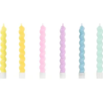 Dortová svíčka Svíčky dortové spirály pastelové 6 ks