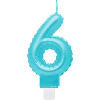 Svíčka dortová tyrkysová číslo 6
