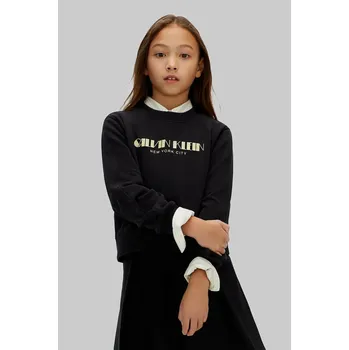 Chlapecká mikina Dětská bavlněná mikina Calvin Klein Jeans IG0IG03069.128.176.PPY2 černá 99X, vel. 140