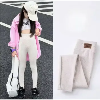 Chlapecké kalhoty Dívčí bavlněné legíny s vysokým pasem Barva: khaki (F29108K), Velikost: 120