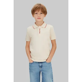 Chlapecké tričko Dětské polo tričko Calvin Klein Jeans IB0IB02370.128.176.PPY2 béžová 12X, vel. 128