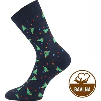 Pánské ponožky LONKA Ponožky společenské vánoční DECHRIS s obrázky VÁNOČNÍCH STROMEČKŮ Velikosti ponožek: 39-42