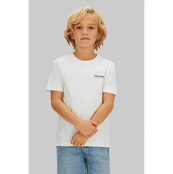 Chlapecké tričko Dětské bavlněné tričko Calvin Klein Jeans bílá barva, IB0IB02608 IB0IB02608.128.176.PPY2 00X, vel. 152