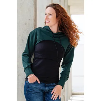 Těhotenský svetr MINI crop mikinka Nikita BAVLNA deep green Barva: Tmavě zelená, Velikost: S