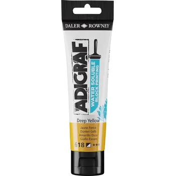 Speciální výtvarná barva Daler Rowney Adigraf Block Printing Water Soluble Colour Barva na linoryt Deep Yellow 59 ml