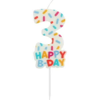 Dortová svíčka Svíčka dortová Happy B-day číslo 3