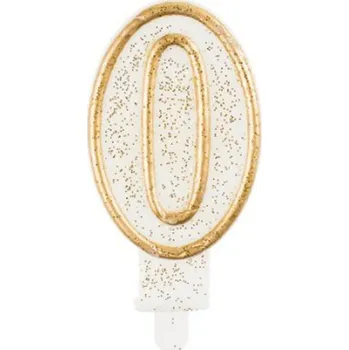 Dortová svíčka Svíčka dortová zlatá, bílá číslo 0