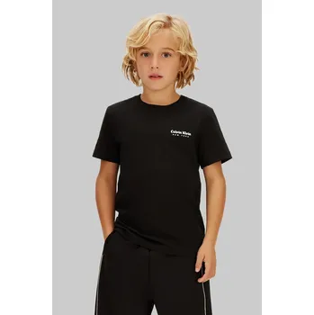 Chlapecké tričko Dětské bavlněné tričko Calvin Klein Jeans černá barva, IB0IB02608 IB0IB02608.128.176.PPY2 99X, vel. 152