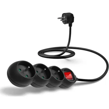 Prodlužovací kabel Connect IT prodlužovací kabel 230 V, 3 zásuvky, 1,5m, s vypínačem (černý) CES-1013-BK